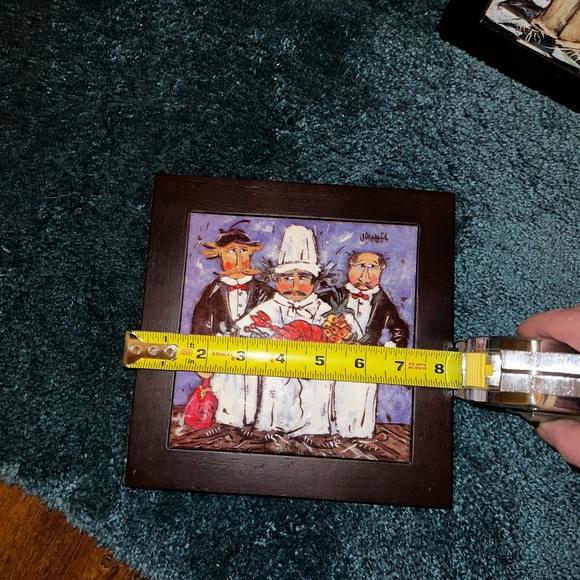 Vintage Italian Joanna Gourmet Chef Glazed Tile Wood Frame Hanging Pictures (3) - Picture 14 of 15